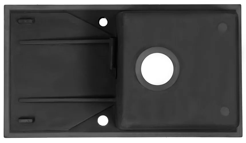 Chiuvetă Gori pătrată cu o singură lavoar și scurgător din granit, neagră