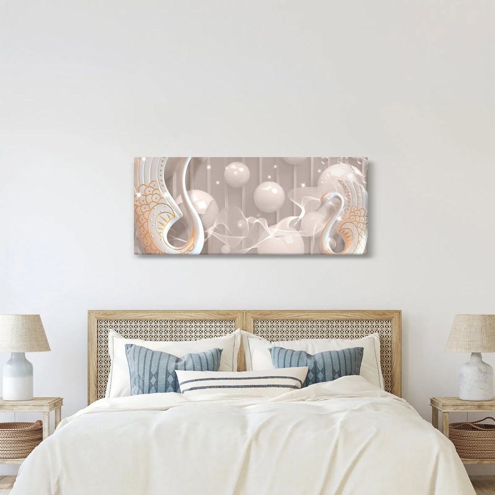 Tablou - Lebede fermecate (120x50 cm)