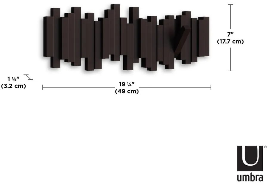 Cuier de perete din plastic maro închis Sticks - Umbra