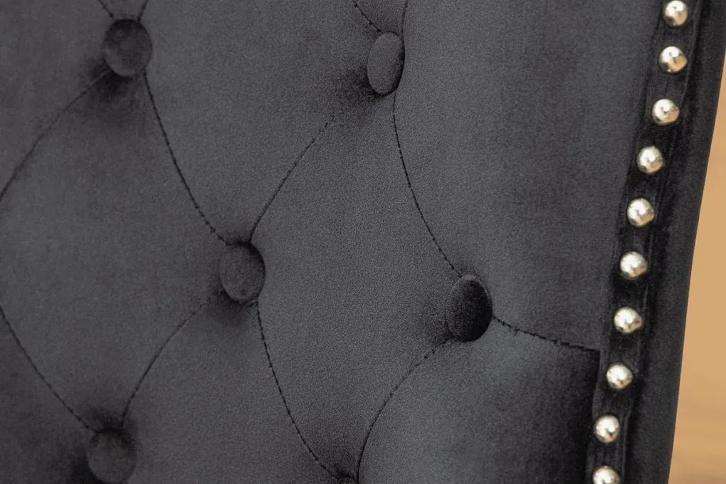 Set 2 scaune Stil Baroc, Catifea, Negru, CASTLE