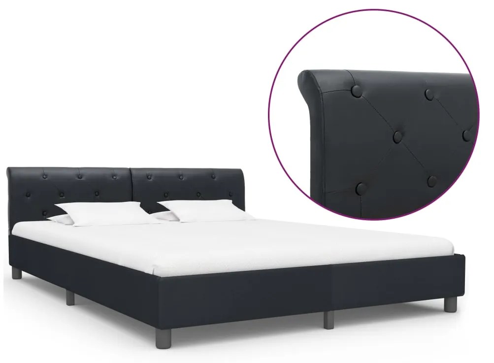 284881 vidaXL Cadru de pat, negru, 180 x 200 cm, piele ecologică