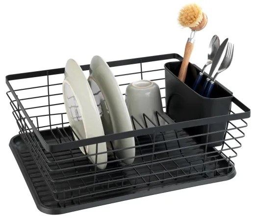 WENKO 54766100 - Scurgător pentru vase Black Outdoor Kitchen, 36 x 30 cm, negru/negru