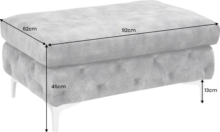 Taburete design Chesterfield, Catifea, Gri inchis, MODERN BAROCK