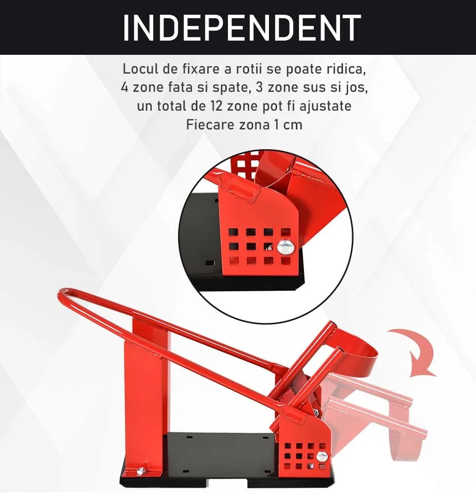 HOMCOM Suport Frontal Metalic pentru Motociclete, Capacitate 450 kg, cu Secțiuni Pre-găurite, 27.5x51-69x34 cm, Negru | Aosom Romania