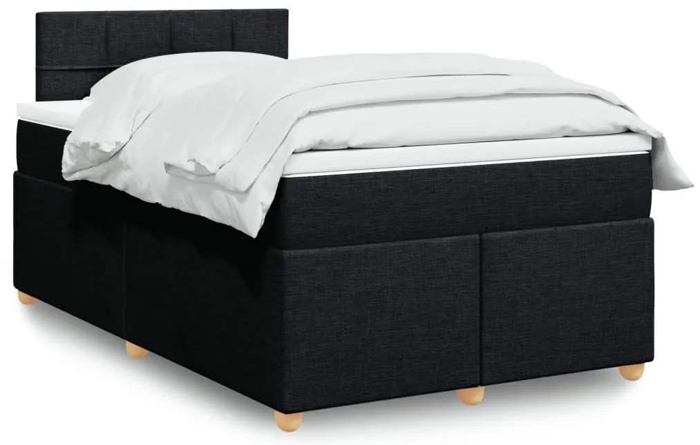 vidaXL Pat box spring cu saltea, negru, 120x200 cm, textil