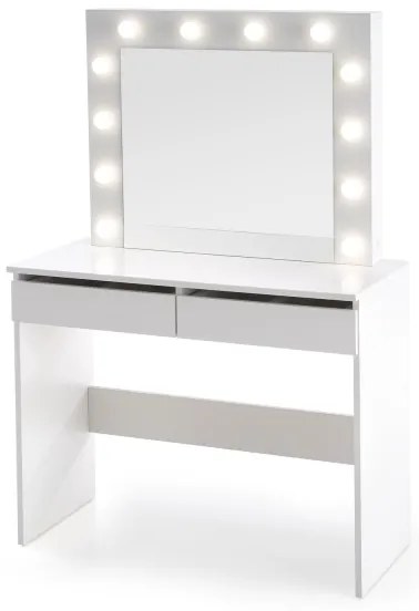 Masă de toaletă HOLLYWOOD cu iluminare LED, 140x94 cm, albă