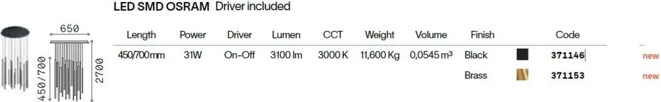 Lustra suspendata LOOK LED SP16 ROUND DROP D16 ON-OFF OT 3000K