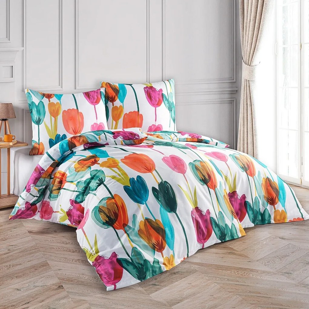 BedTex Lenjerie de pat din satin Tulipi, 140 x 200 cm, 70 x 90 cm, 140 x 200 cm, 70 x 90 cm
