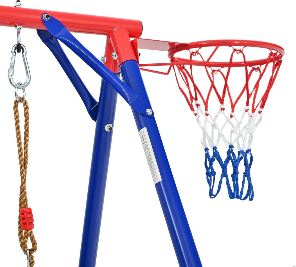 5-în-1 loc de joacă exterior pentru copii, trambulină cu plasă de siguranță și fermoar, pentru copii 3–8 ani, 336x217x198 cm, Multicolor