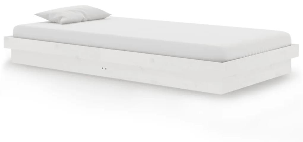 819898 vidaXL Cadru de pat, alb, 100x200 cm, lemn masiv de pin