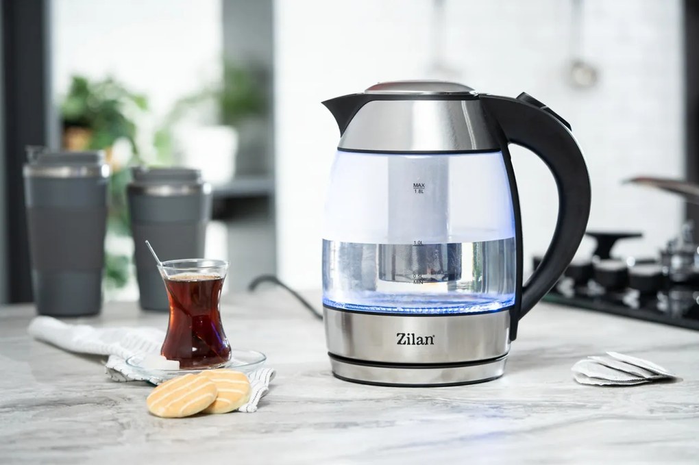 Fierbator de apa Zilan ZLN8948 cu filtru pentru ceai, capacitate 1.8 litrii, putere 2200W