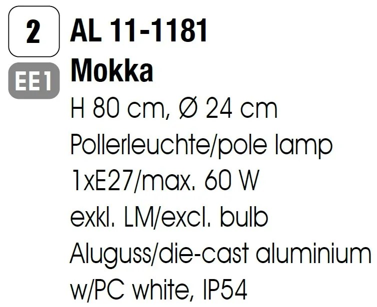 Stalp de gradina cu protectie IP54 Teiko, H-80cm