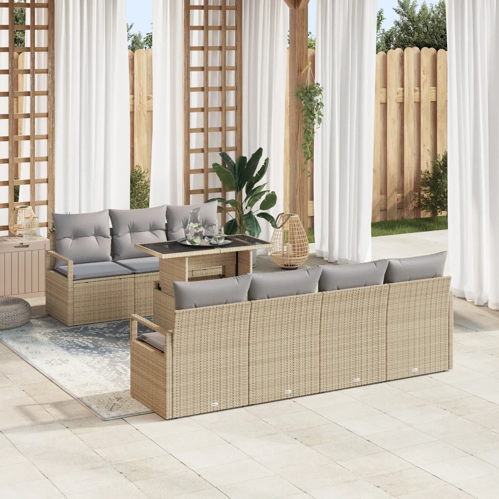 vidaXL Set de canapele pentru grădină Manual 8 pcs bej și gri deschis