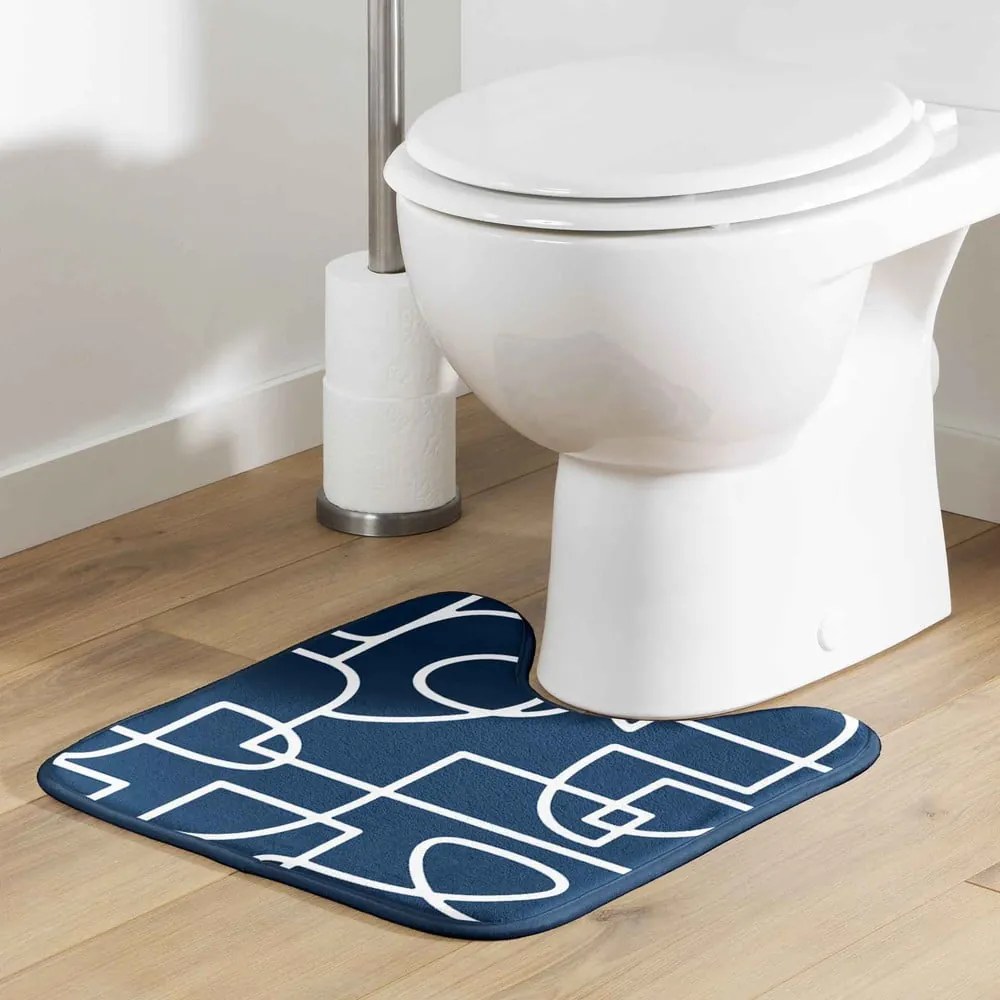 Covoraș de baie albastru pentru WC 45x45 cm Labyrinthe – douceur d'intérieur