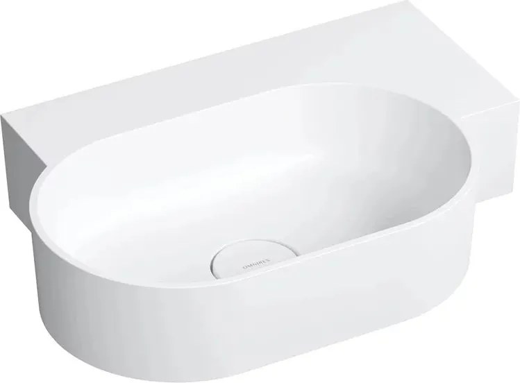 Lavoar suspendat Omnires Ovo M+ finisaj alb mat 55.5 cm dreapta