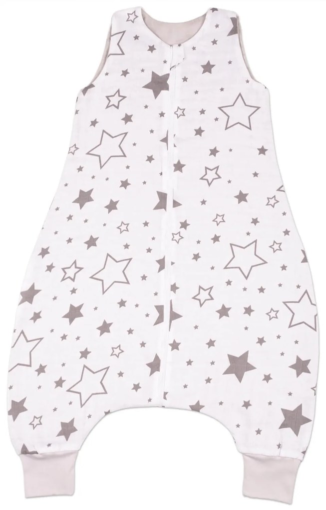 Sac de dormit cu picioare de vara din muselina 2-4 ani Kidizi Galaxy Grey, 100% bumbac, 0.5 tog