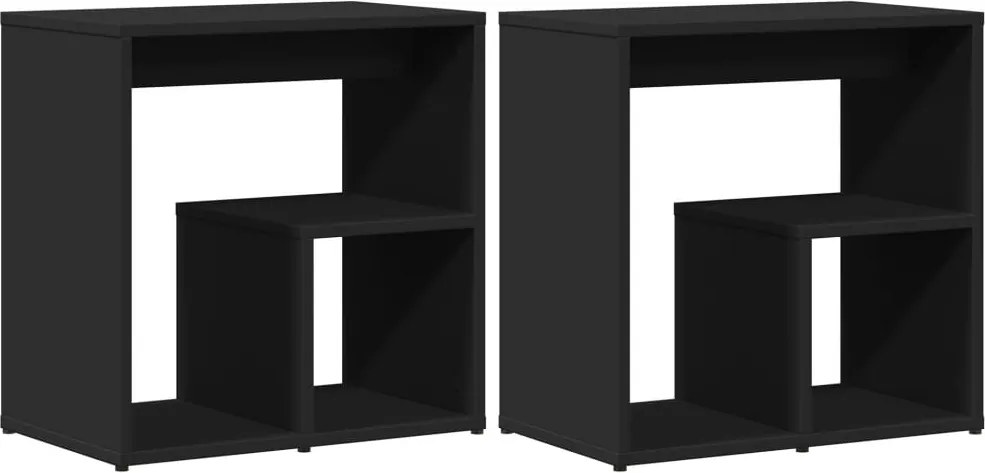 vidaXL Masă laterală, 2 buc., negru, 50x30x50 cm, lemn prelucrat