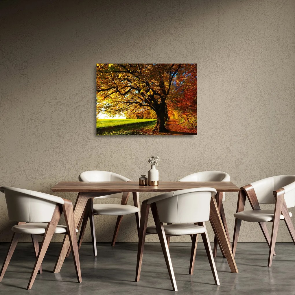 Tablou pe sticlă cu toamna (70x50 cm)