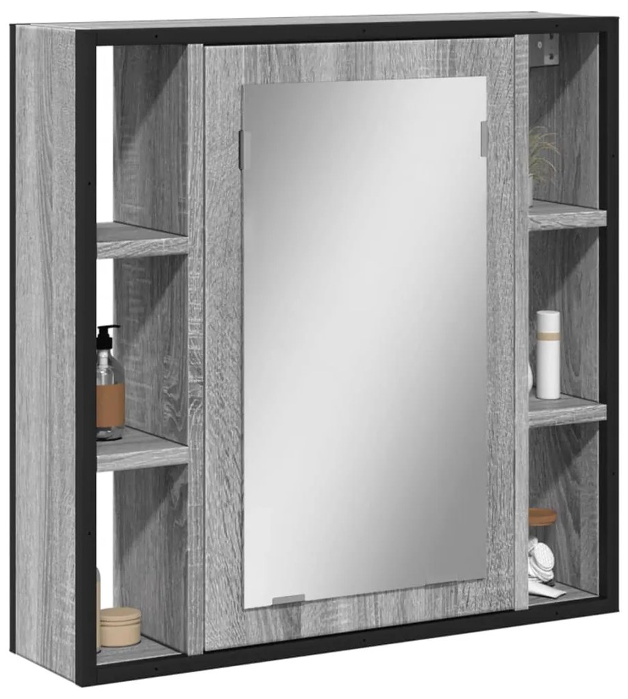 vidaXL Dulap de baie cu oglindă gri sonoma 60x16x60 cm lemn compozit