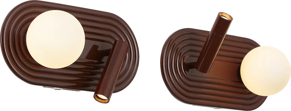 Set de 2 aplice de perete retro maro, inclusiv LED reglabil în 3 trepte și USB-C - Lila