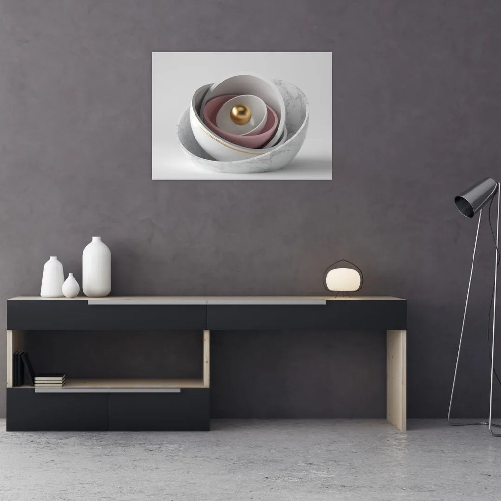 Tablou pe sticlă - Perlă de aur (70x50 cm)