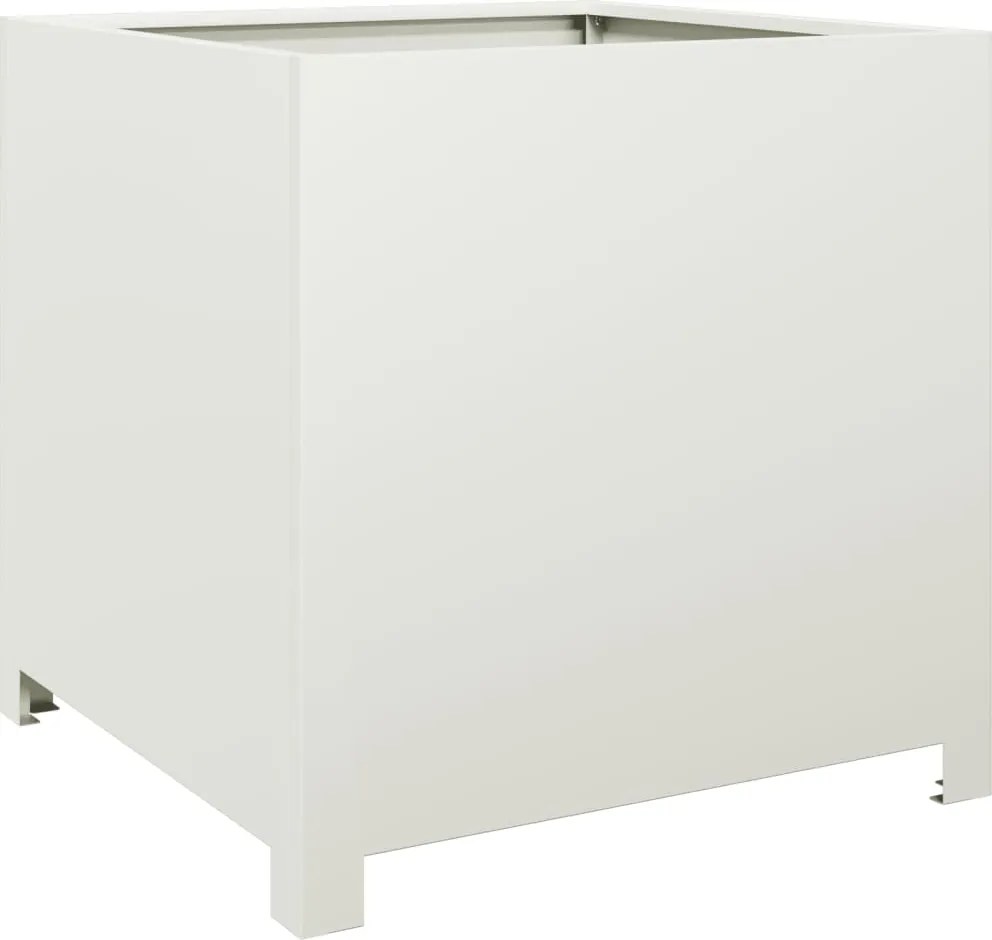 vidaXL Jardinieră de grădină, alb, 50x50x50 cm, oțel