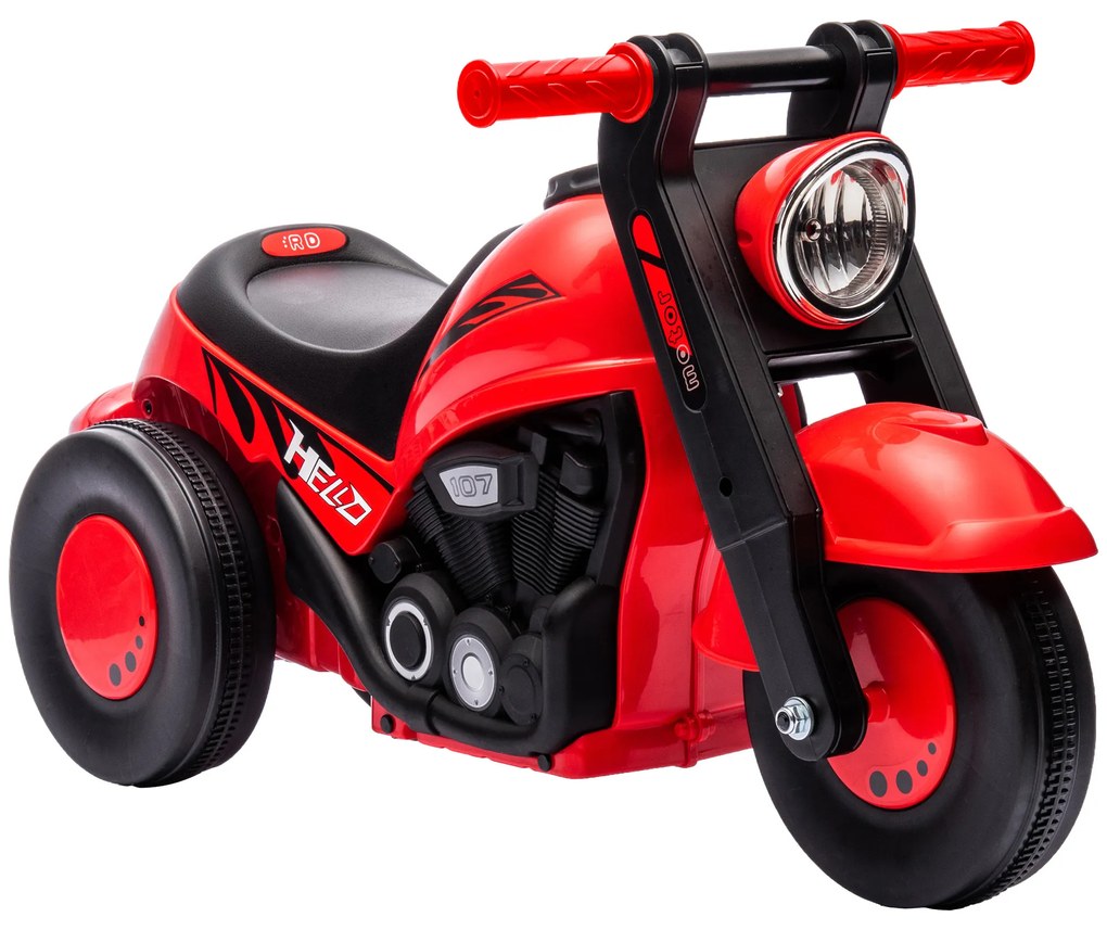 AIYAPLAY Mașină de împins, design motocicletă, muzică și bule de săpun, pentru 2-5 ani, Roșu | Aosom Romania