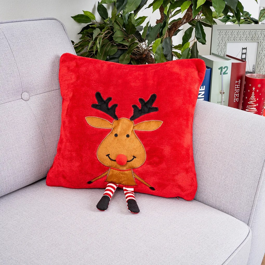 Față de pernă de Crăciun 4Home Happy Reindeer,40 x 40 cm