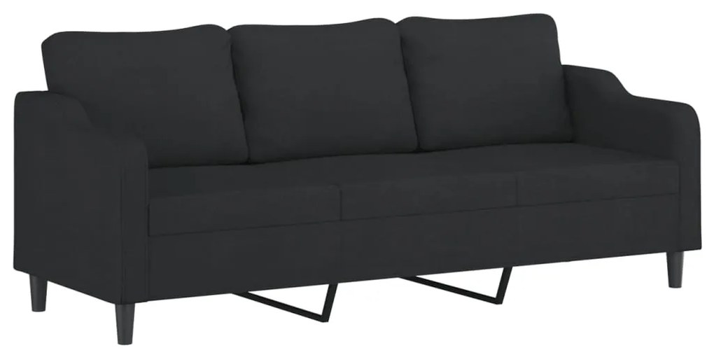 348965 vidaXL Canapea cu 3 locuri, negru, 210 cm, material textil