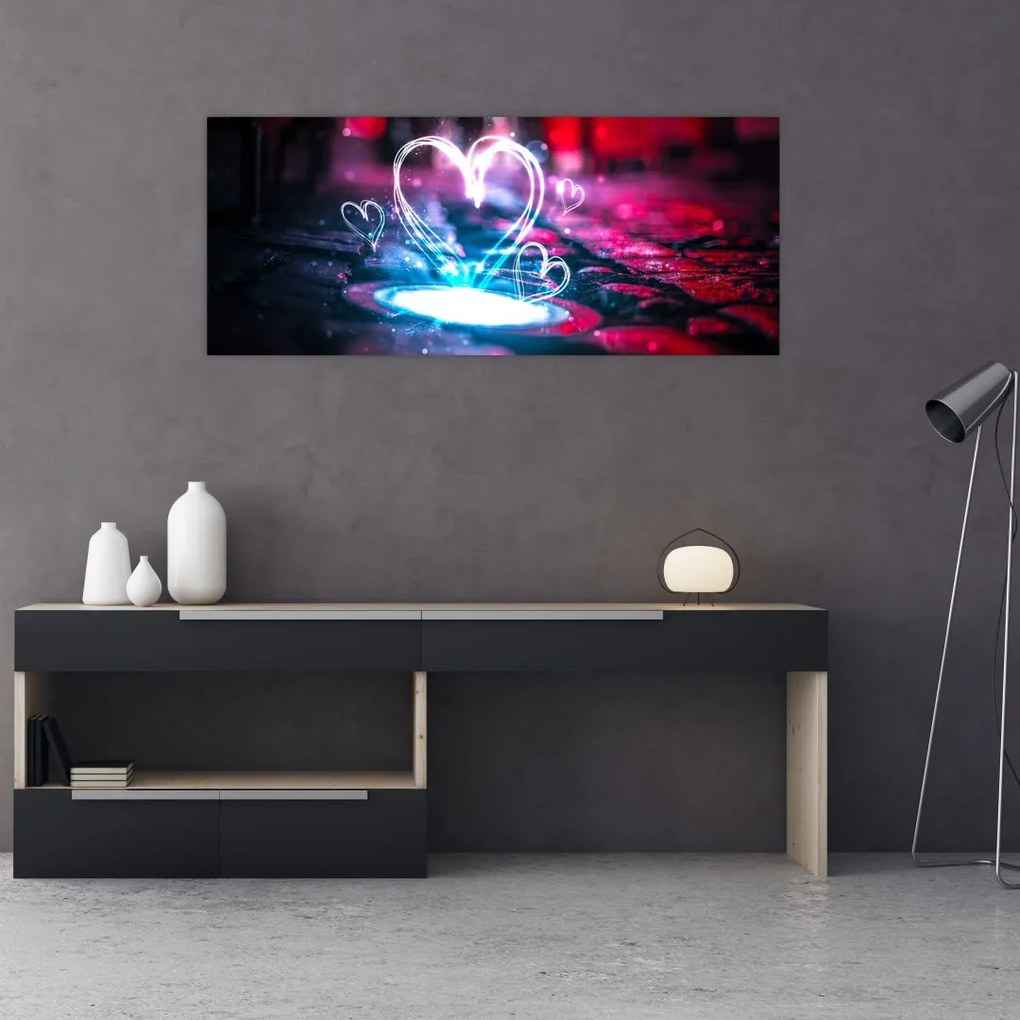 Tablou cu inima iluminată (120x50 cm)