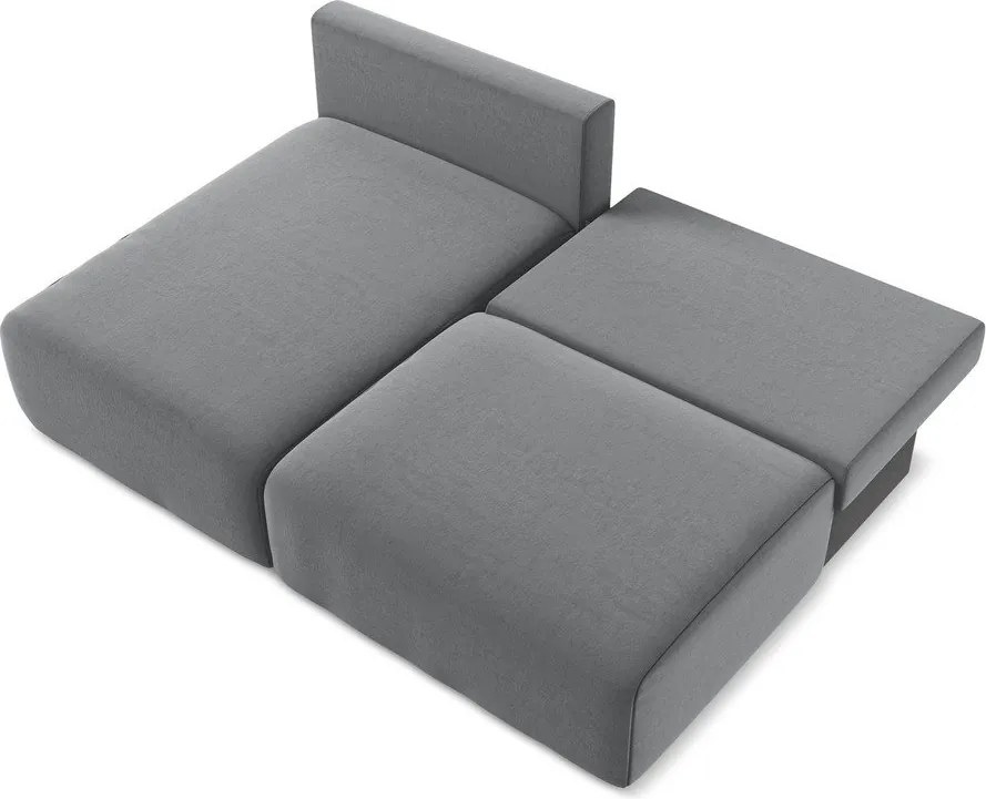 Colțar gri extensibil/cu spațiu de depozitare cu tapițerie din catifea (cu colț pe partea stângă/cu șezlong) Kalena – Makamii