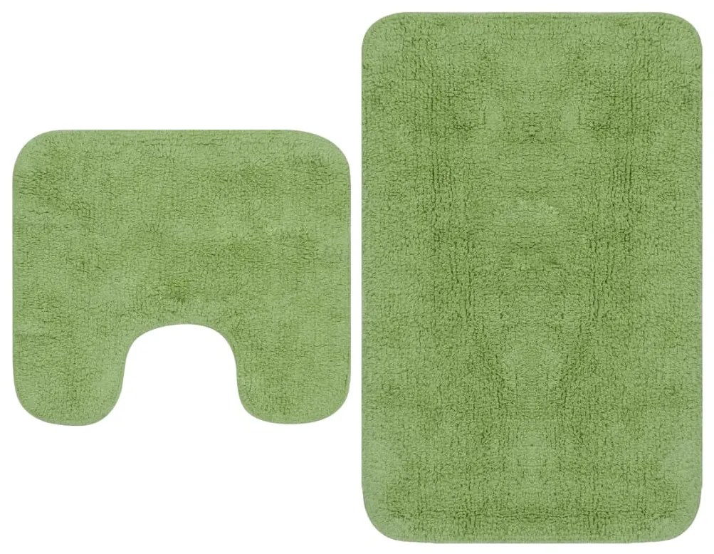 Set covorase baie, 2 buc., verde, material textil 1, Verde