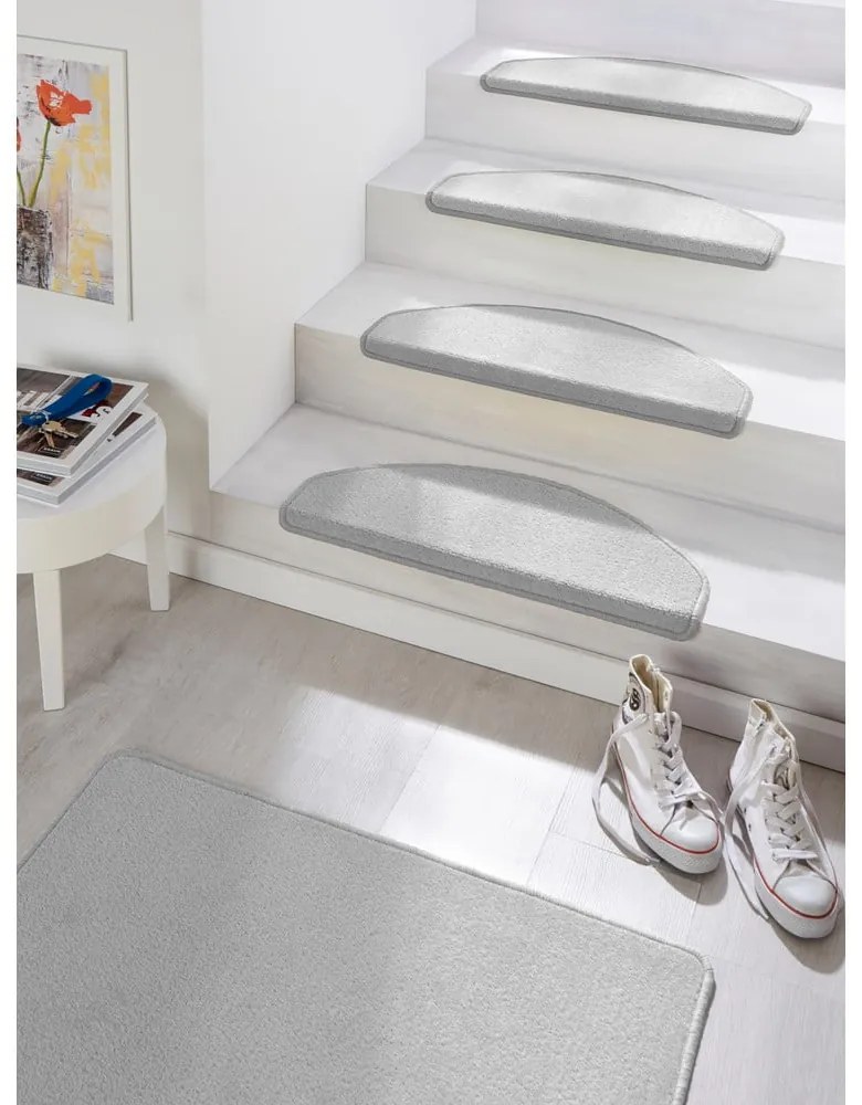 Covorașe pentru scări gri cu bandă adezivă 15 buc. 23x65 cm Fancy – Hanse Home