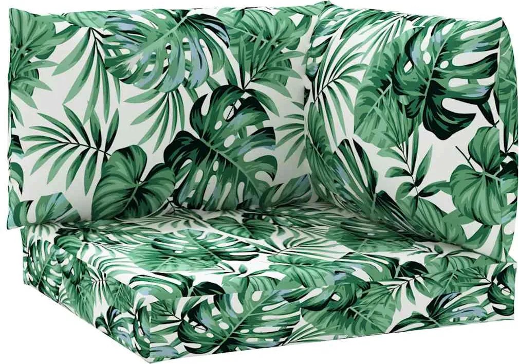 vidaXL Perne pentru paleți, 3 buc., model de frunze, țesătură oxford