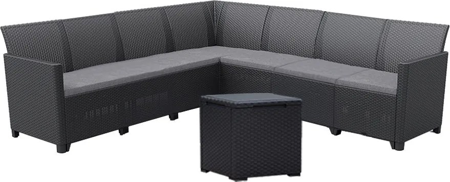 Set de mobilier de grădină Claire IV cu 7 locuri și masă de depozitare Vigo, grafit