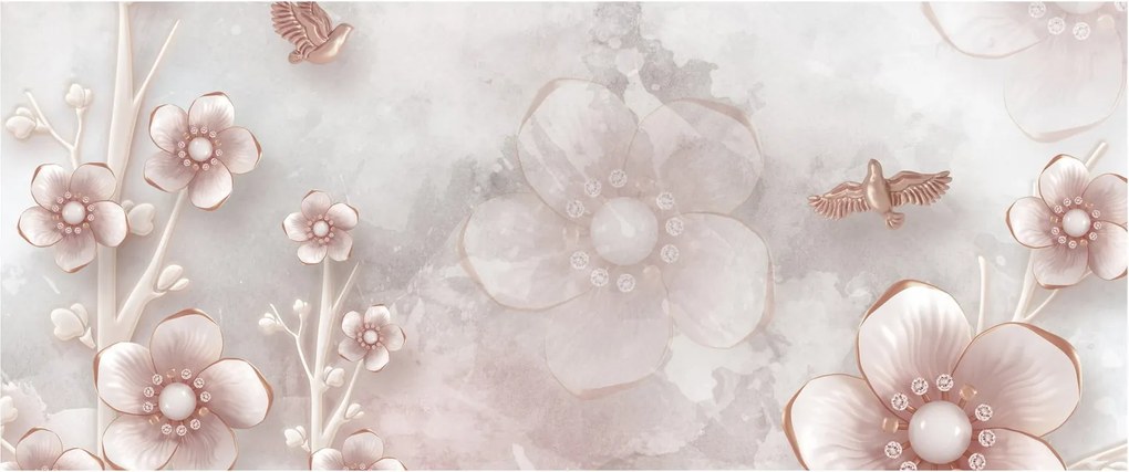 Tablou - Flori roz (120x50 cm)