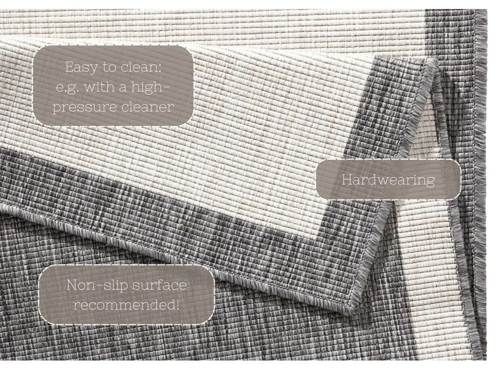 Covor adecvat pentru exterior NORTHRUGS Panama, 80 x 350 cm, gri-crem