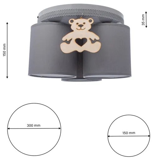Plafonieră copii BEAR 3xE27/60W/230V