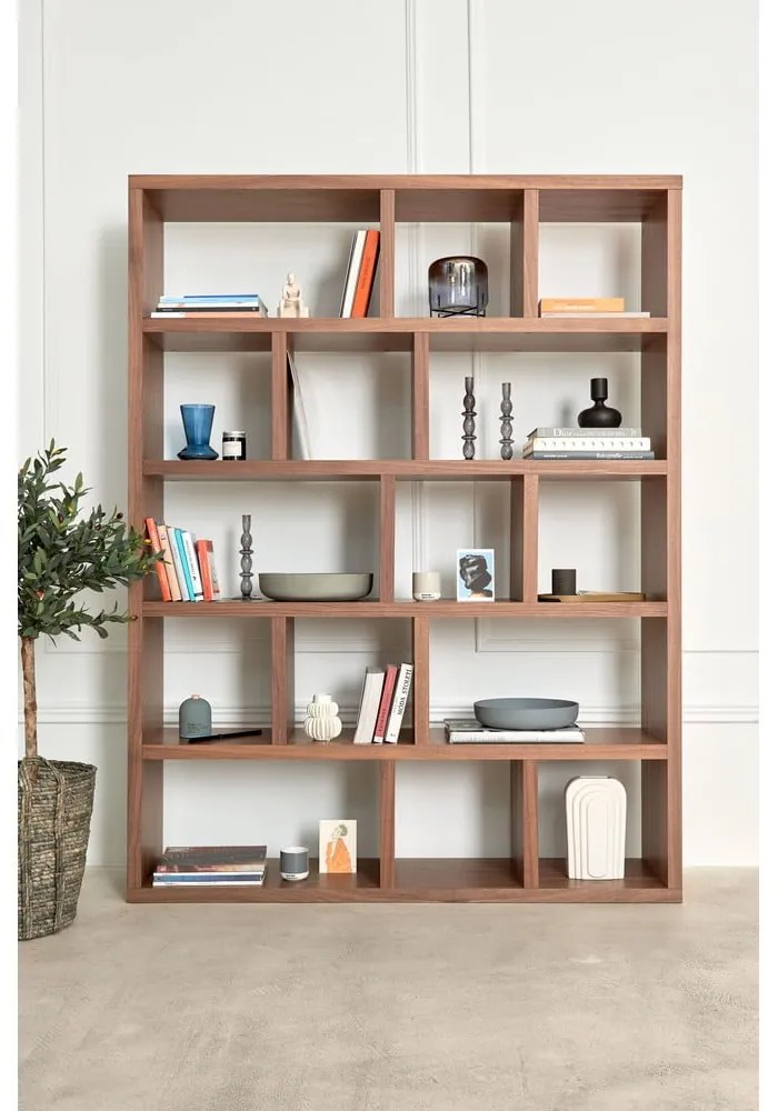Bibliotecă în culoare naturală cu aspect de lemn de nuc 150x159 cm Berlin – TemaHome