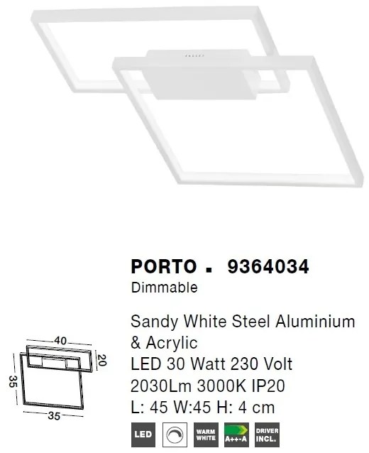 Lustra LED aplicata design modern geometric PORTO 30W NVL-9364034