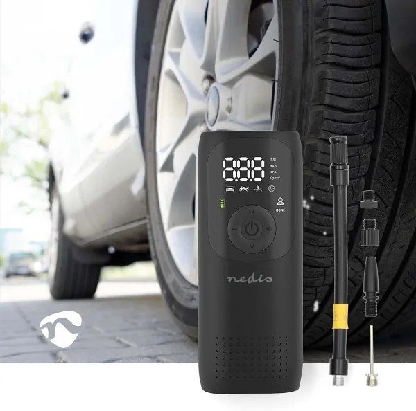 Compresor portabil digital Nedis PAAC10BK 4000 mAh 5V