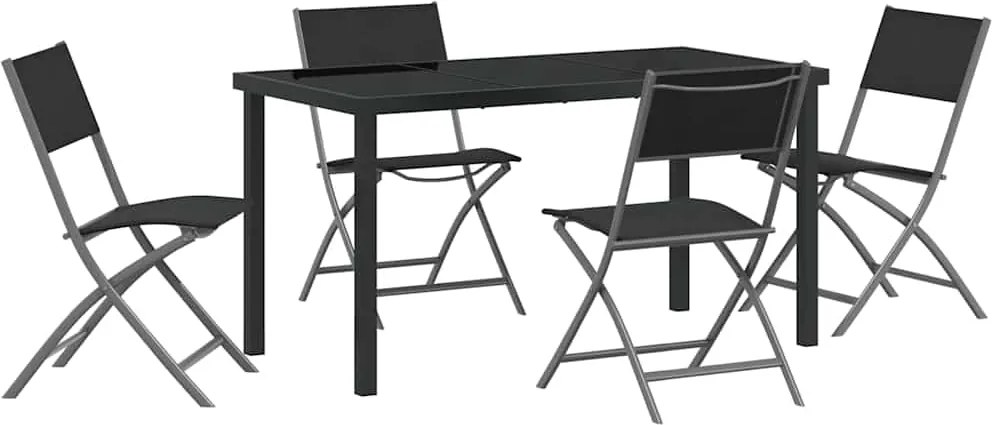 vidaXL Set de masă pentru grădină 5 pcs Negru