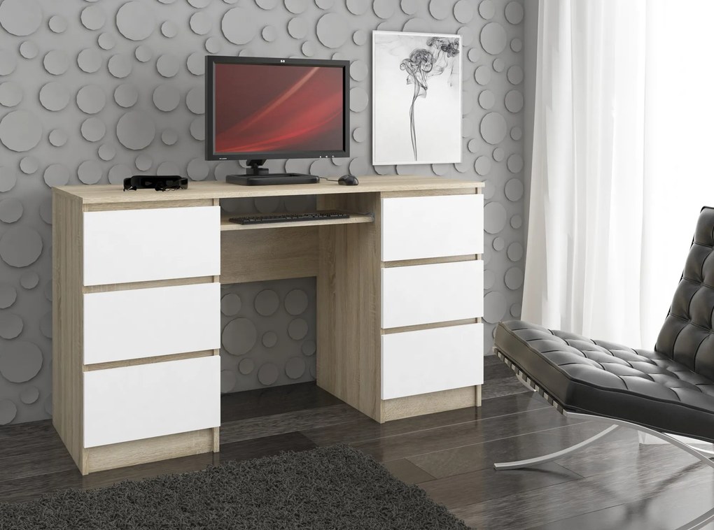 Masă PC Behati (Stejar sonoma + Alb). 1069463