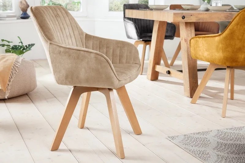 Set de 2 scaune pivotante Livorno catifea sampanie