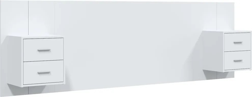 vidaXL Tăblie de pat cu dulapuri, alb , lemn prelucrat