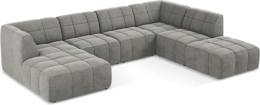 Colțar gri cu tapițerie din catifea (în formă de "U") Aloha – Makamii