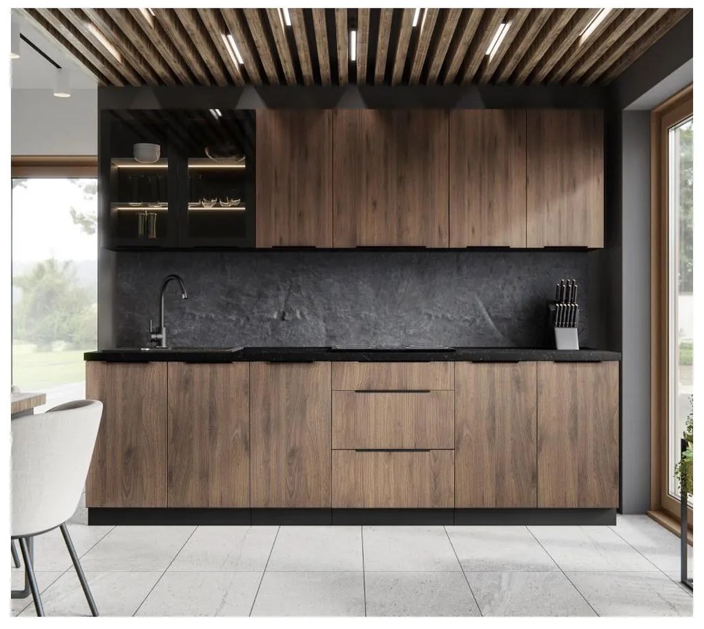 Dulap înalt pentru cuptor încorporat Monzesa 60 DPS 210 3S1F (nuc okapi + negru . 1096972