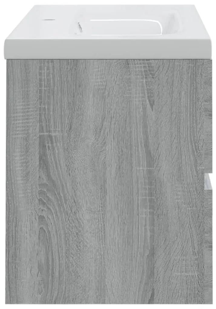 Dulap de chiuveta cu bazin incorporat gri sonoma lemn prelucrat sonoma gri, 80 x 38.5 x 45 cm, fara oglinda