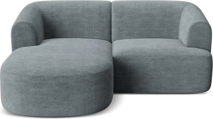 Colțar gri închis cu tapițerie din catifea reiată (cu colț pe partea stângă/cu șezlong) Campi – Cosmopolitan Design