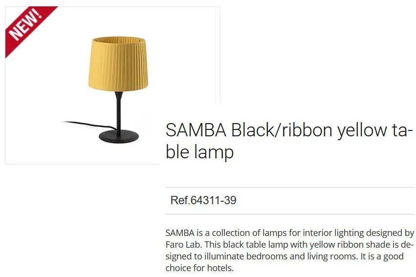 Veioza / Lampa de masa moderna design elegant SAMBA negru/galben 64311-39